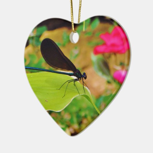 Damselfly und Rose Keramikornament (Links)