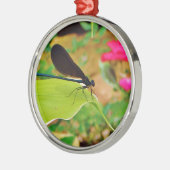 Damselfly und Rose Ornament Aus Metall (Links)