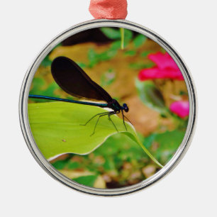 Damselfly und Rose Ornament Aus Metall