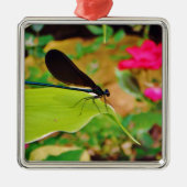 Damselfly und Rose Ornament Aus Metall (Vorne)