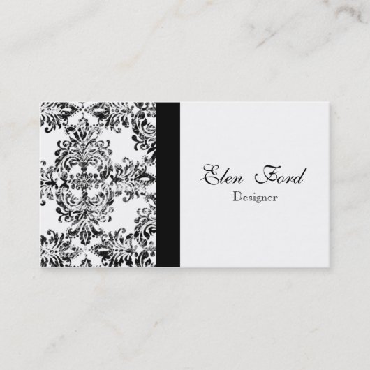 Damsk elegante Schwarzweiss-Visitenkarten Visitenkarte (Vorderseite)