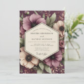 Damson Romantic Bloom Wedding Einladung (Stehend Vorderseite)