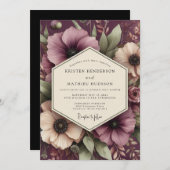 Damson Romantic Bloom Wedding Einladung (Vorne/Hinten)