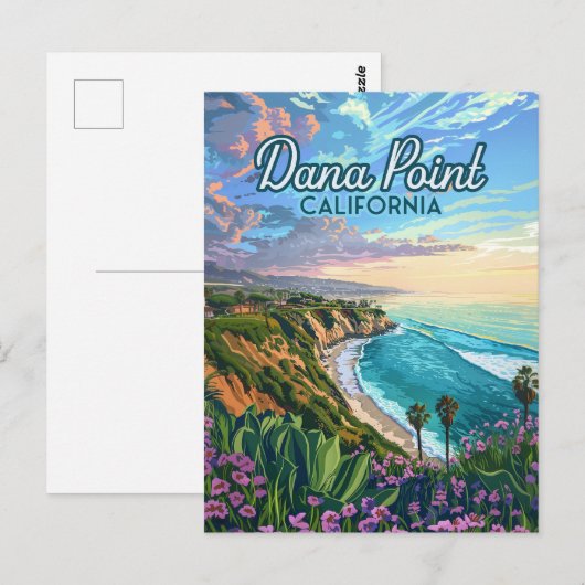 Dana Point California Beach Orange Landkreis Vinta Postkarte (Vorne/Hinten)