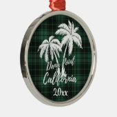 Dana Point California Beach Palm Tree Green Karier Ornament Aus Metall (Rechts)