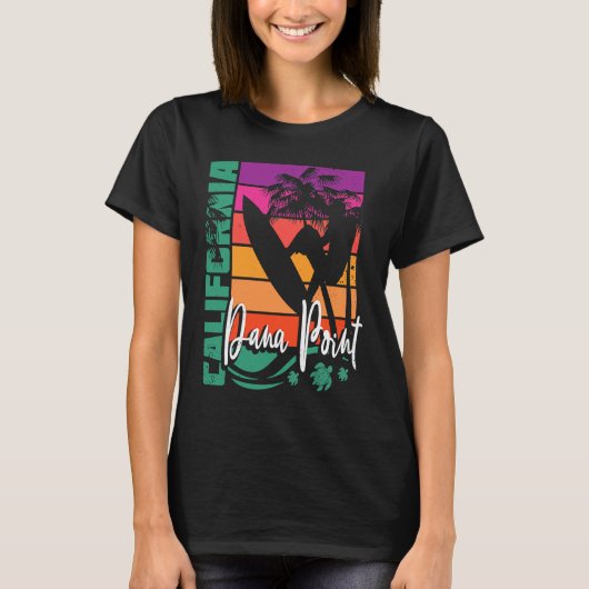 Dana Point California Retro Sunset Beach Surfer So T-Shirt (Vorderseite)