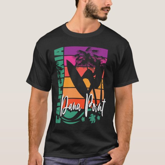 Dana Point California Retro Sunset Beach Surfer So T-Shirt (Vorderseite)