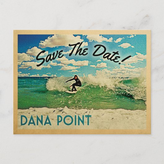 Dana Point Save the Date California Surfing Ankündigungspostkarte (Vorderseite)