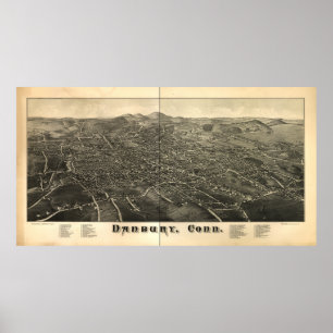 Danbury Connecticut 1884 Panoramakarte Poster