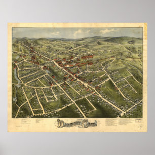 Danbury Connecticut 1885 Antike Panoramakarte Poster