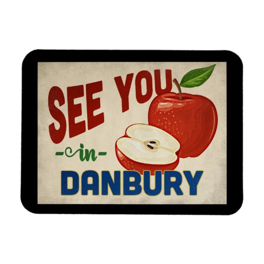 Danbury Connecticut Apple - Vintage Travel Magnet (Horizontal)