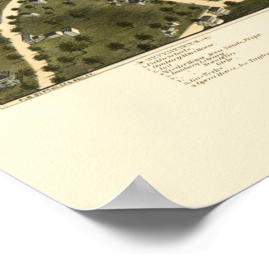 Danbury, CT Panoramic Map - 1875 Poster (Ecke)