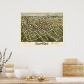 Danbury, CT Panoramic Map - 1875 Poster (Küche)