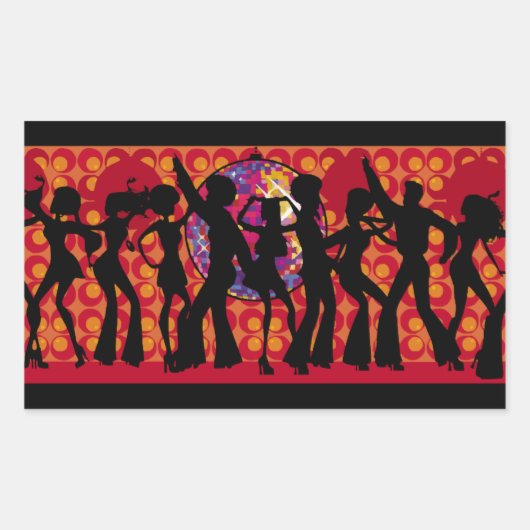 dance-295134 dance Party disco music 60ies silhou Rechteckiger Aufkleber (Vorderseite)