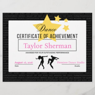 Dance Achievement Certificate Erwägungsgrund Award Briefbogen