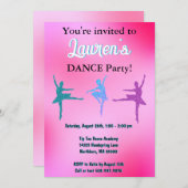 Dance Ballerina Geburtstagsparty Einladung (Vorne/Hinten)