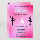Dance Ballerina Geburtstagsparty Einladung (Vorne/Hinten)