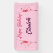 Dance Ballerina Personalisiert Happy Birthday Pink Banner (Vertikal)