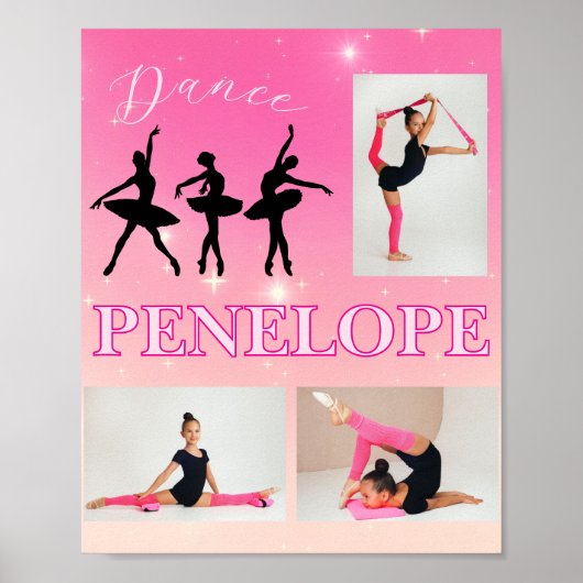 Dance Ballet Pink Gradient 3 Foto Personalisiert Poster (Vorne)
