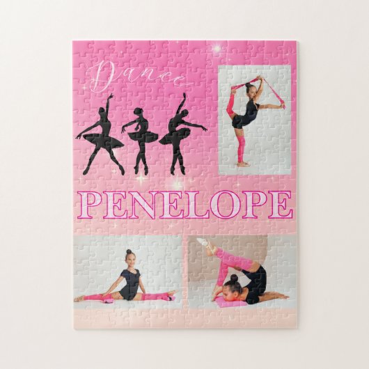 Dance Ballet Pink Gradient 3 Foto Personalisiert Puzzle (Vertikal)
