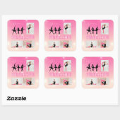 Dance Ballet Pink Gradient 3 Foto Personalisiert Quadratischer Aufkleber (Blatt)