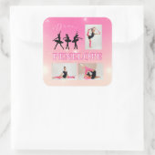 Dance Ballet Pink Gradient 3 Foto Personalisiert Quadratischer Aufkleber (Tasche)