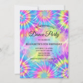 Dance Birthday Party Tie Dye Glow Dance Disco Einladung (Vorderseite)