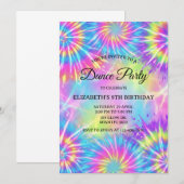 Dance Birthday Party Tie Dye Glow Dance Disco Einladung (Vorne/Hinten)