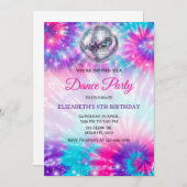 Dance Birthday Party Tie Dye Glow Dance Disco Einladung (Vorne/Hinten)