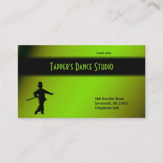 Dance Business Card gestochen - Schwarz in Grün Visitenkarte (Vorderseite)