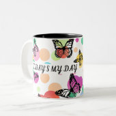 Dance butterflies Garden Zweifarbige Tasse (Vorderseite Links)