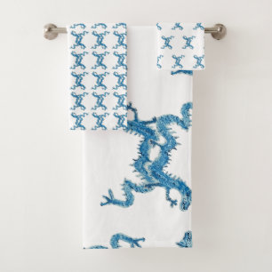 Dance Chinese Blue Dragon CC Badetuch Set