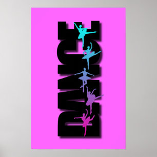 Dance Colored Ballerinas Poster