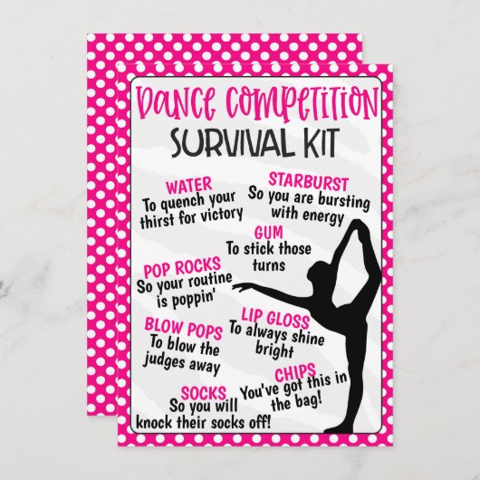 Dance Competition Survival Kit Begleitkarte (Vorne/Hinten)