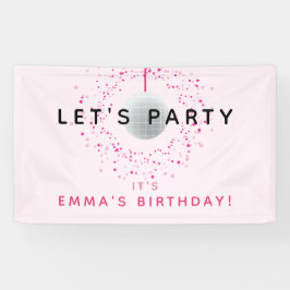 Dance Disco Ball Party Custom Pink Black Party Banner
