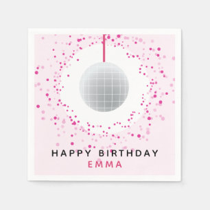 Dance Disco Ball Party Custom Pink Black Party Serviette