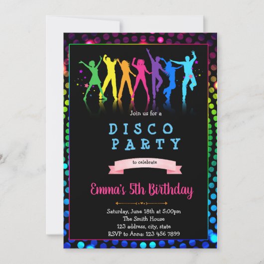 Dance Disco Geburtstagsfeier Einladung (Vorderseite)
