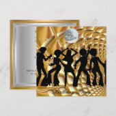 Dance Disco Geburtstagsparty Gold Einladung (Vorne/Hinten)