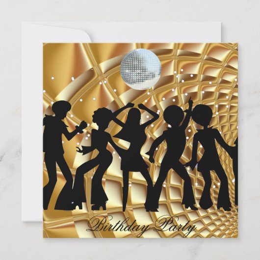 Dance Disco Geburtstagsparty Gold Einladung (Vorderseite)