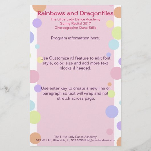 Dance-Erwägung-Programm (Rückseite)