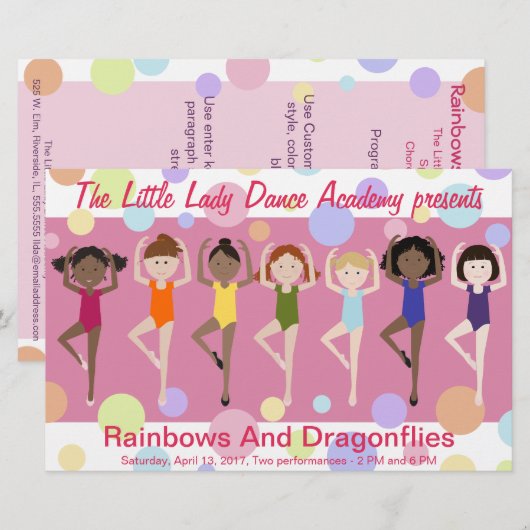 Dance-Erwägung-Programm (Vorne/Hinten)