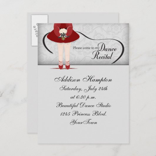 Dance Erwägungsgrund Postcard Einladung (Vorne/Hinten)