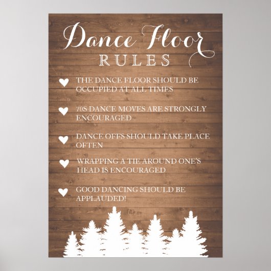 Dance Floor Regeln Hochzeit | Pinienbaumspass-Schi Poster (Vorne)