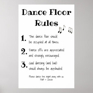 Dance Floor Rules Wedding Decor Signing Poster