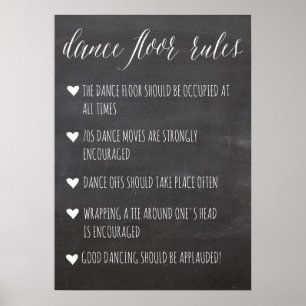 Dance Floor Rules-Zeichen Calkboard fun sign Poster