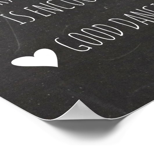 Dance Floor Rules-Zeichen | Calkboard fun sign Poster (Ecke)