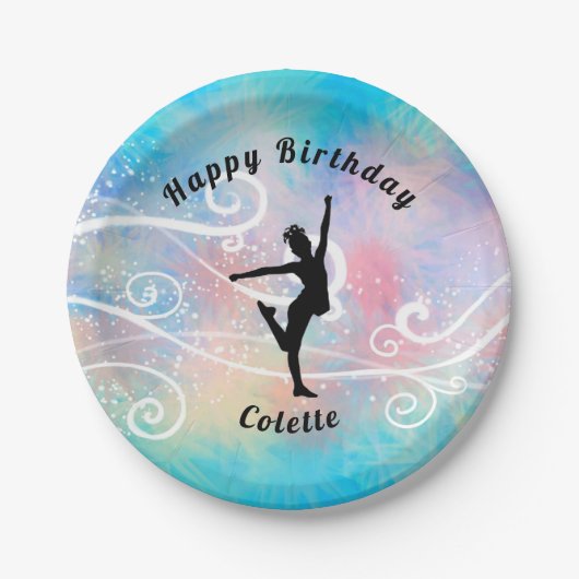 Dance Happy Birthday Custom Swirl Papierplatte Pappteller (Vorderseite)