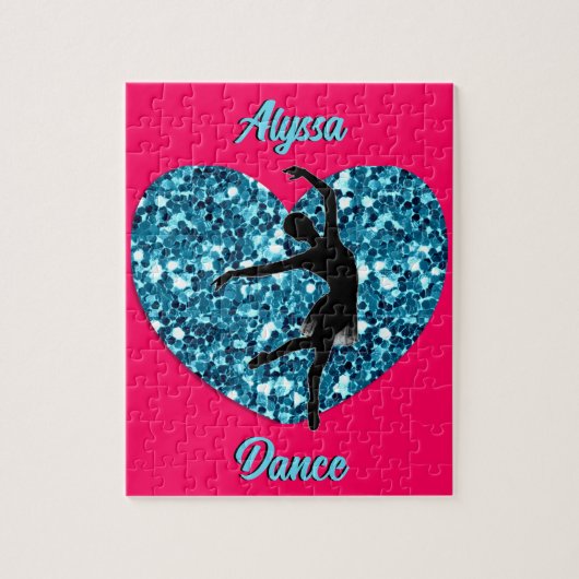 Dance Hot Pink und Türkis mit Personalisiertem Nam Puzzle (Vertikal)