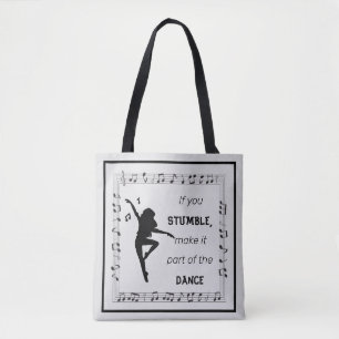 Dance inspirational Zitat musik Noten schwarz Tasche