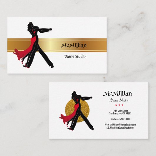 Dance Instructor Dance Studio Business Cards Visitenkarte (Vorne/Hinten)